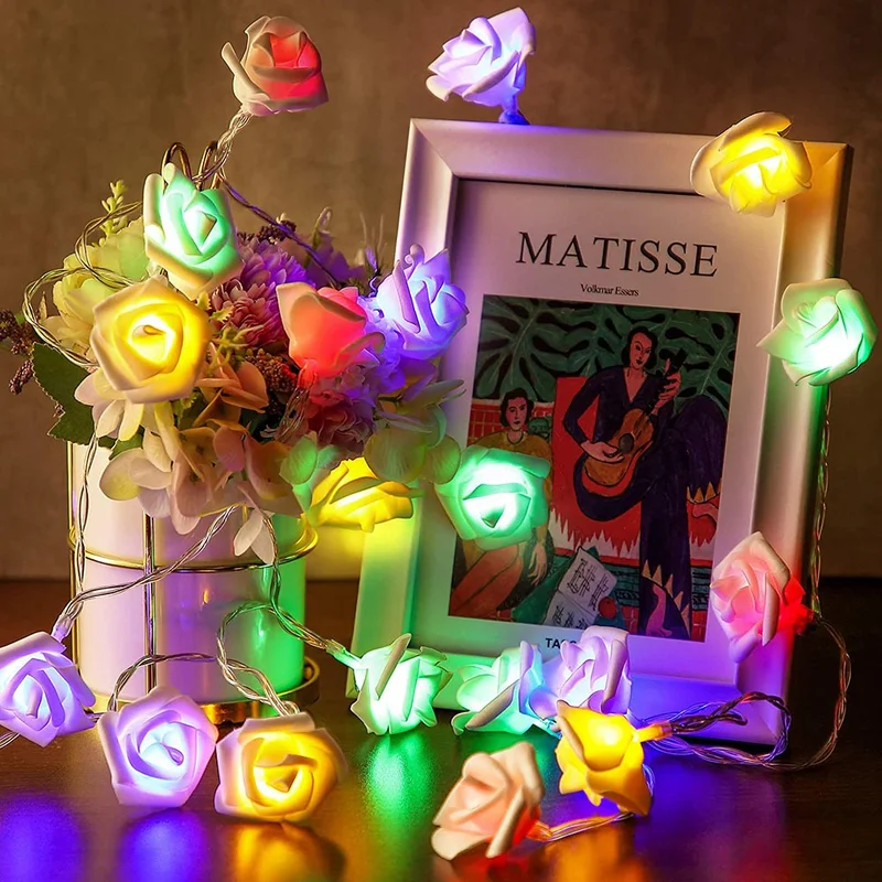 LED Rose String Fairy Lights 80 Pcs Multi Color Rose 25Fit