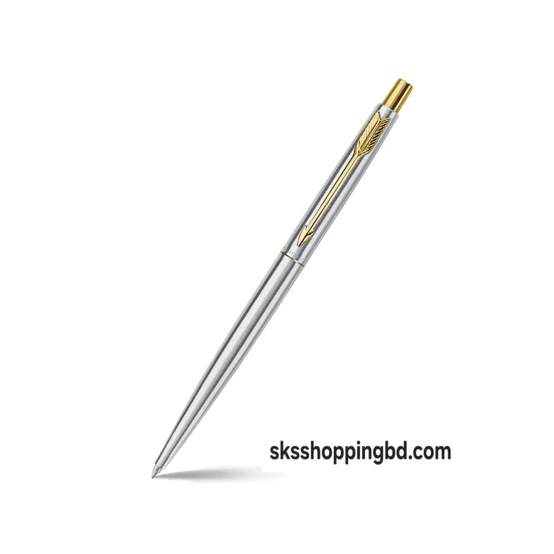 Parker Classic Stainless Steel Ballpoint Pen With  Silver Gold Trim